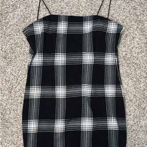 Aqua Black and White Checkered Mini Dress